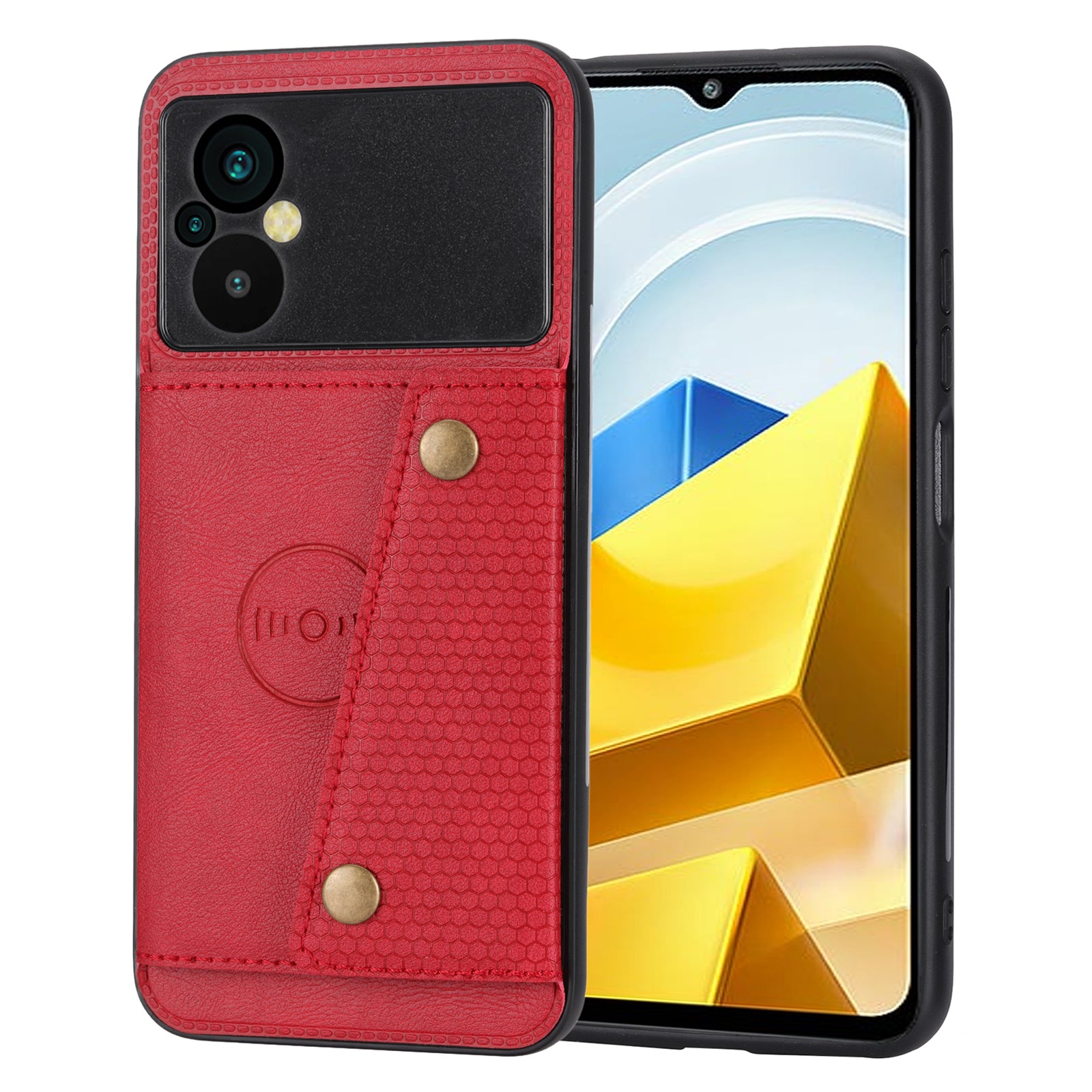 For Xiaomi Poco M5 4G Dual Button Card Slots Phone Case Magnetic Holder Built-in Metal Sheet Leather Coated TPU Kickstand Cover For Xiaomi Poco M5 4G Dual Button Card Slots Phone Case Magnetic Holder Built-in Metal Sheet Leather Coated TPU Kickstand Cover